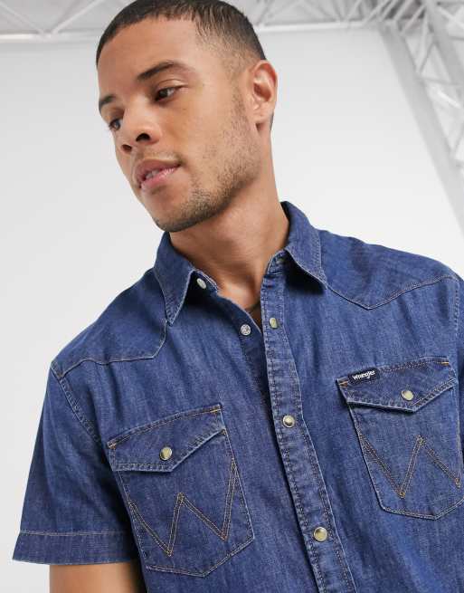 Dark Wash Denim Short Sleeve Shirt