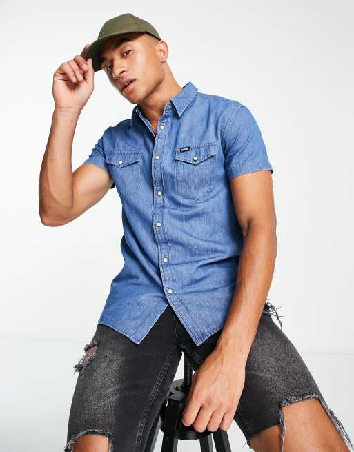 Wrangler short sale sleeve denim shirts