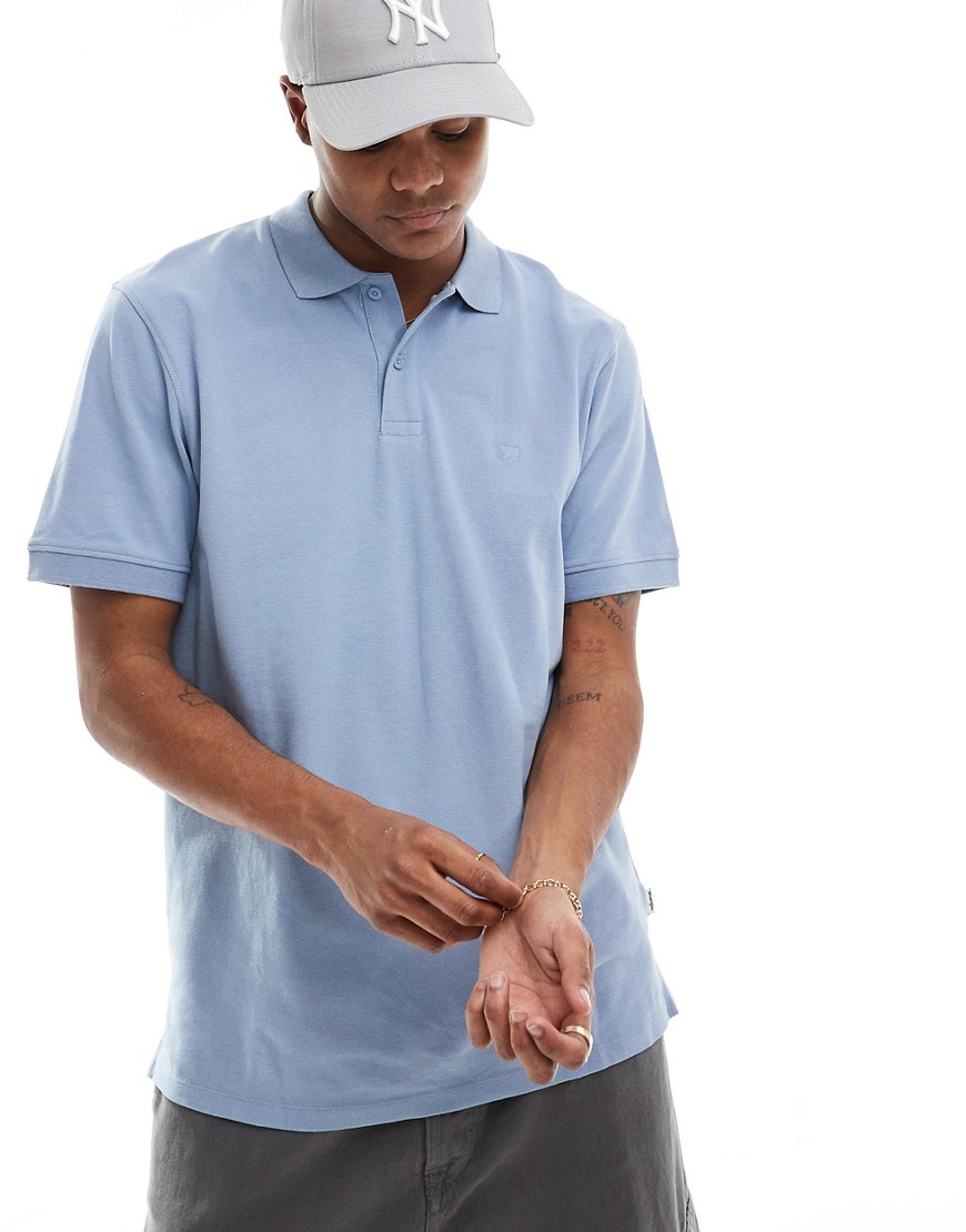 Wrangler short sleeve polo shirt in blue-Black
