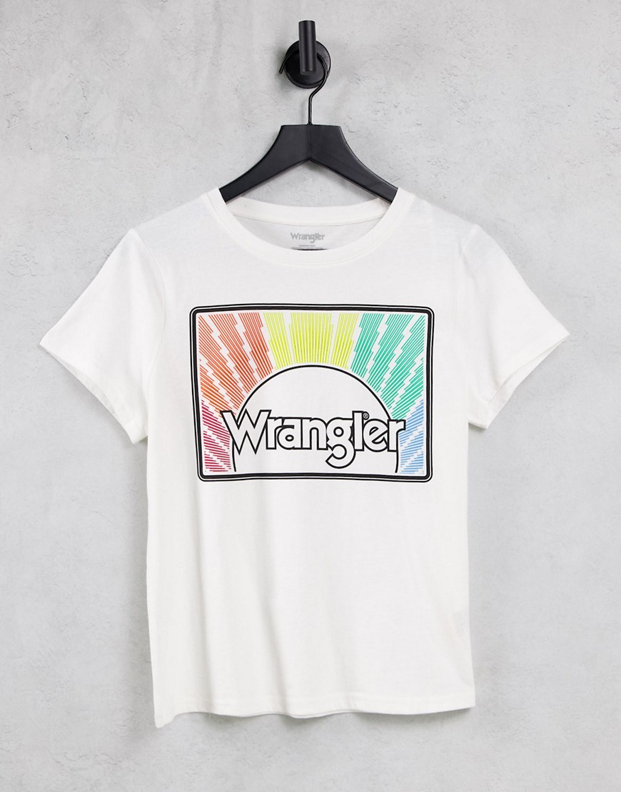 Wrangler short sleeve rainbow graphic tee in off white