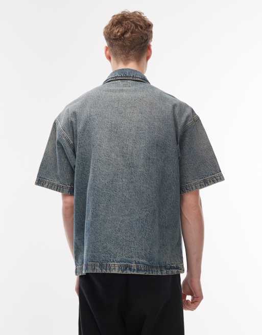 Wrangler short sleeve resort overshirt in black, 3 of 5