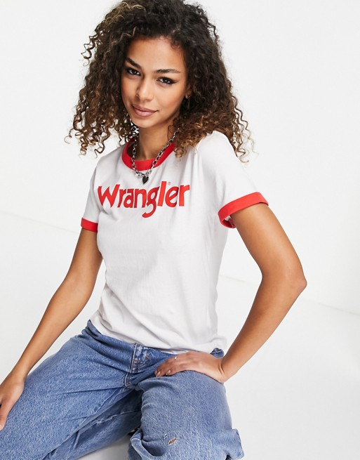 Wrangler short sleeve ringer t-shirt in red