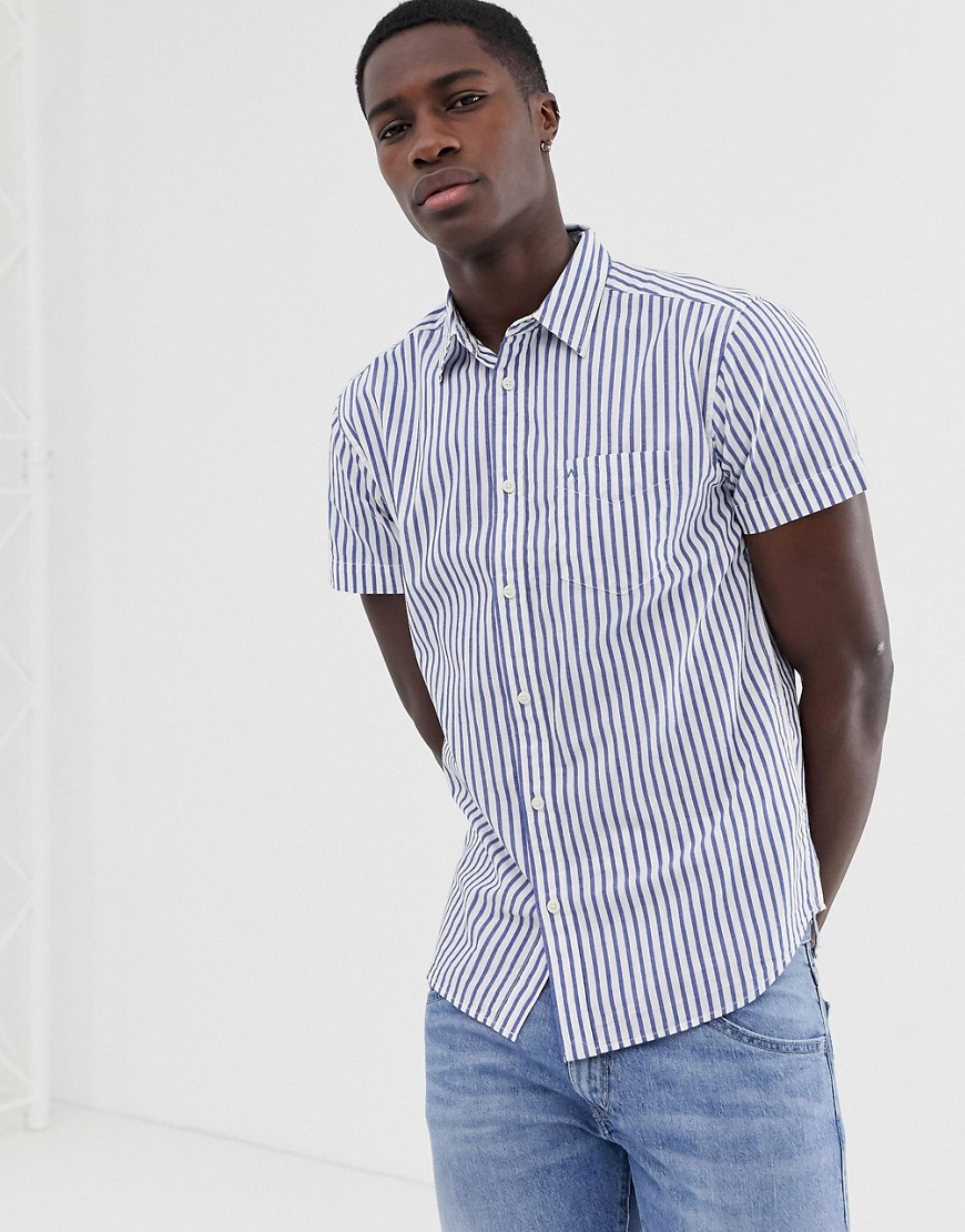 Wrangler short sleeve shirt in stripe-Blue