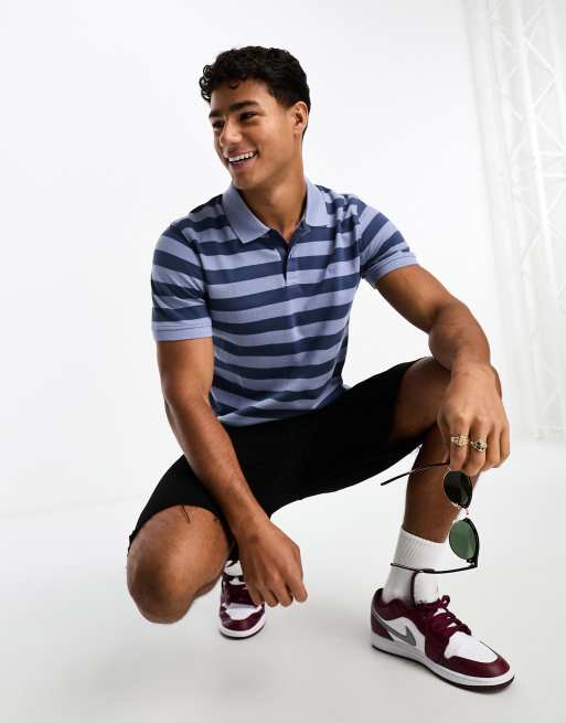 Wrangler short sleeve stripe polo shirt in blue