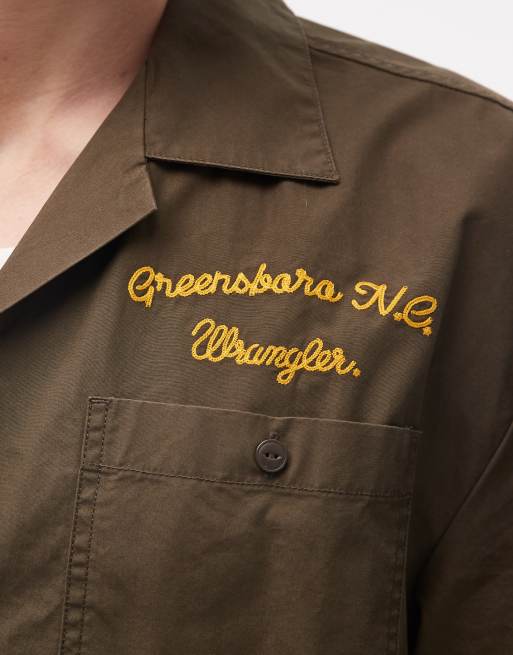 Wrangler short sleeve utility shirt in khaki, 4 of 5