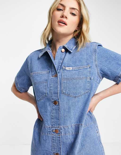 Short sleeve 2025 denim shirt dress