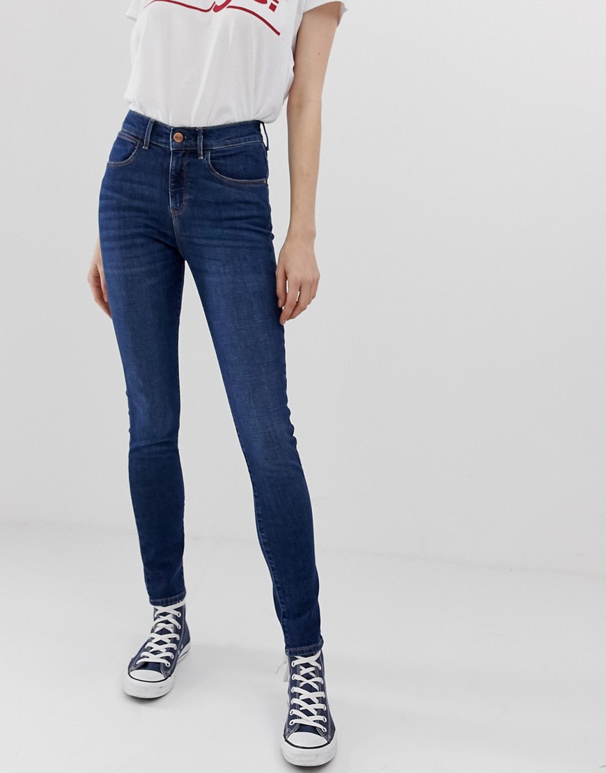 Wrangler – Skinny jeans med hög midja-Blå