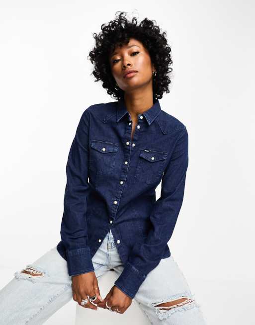 Men's Western Shirts in Indigo Mid Wash