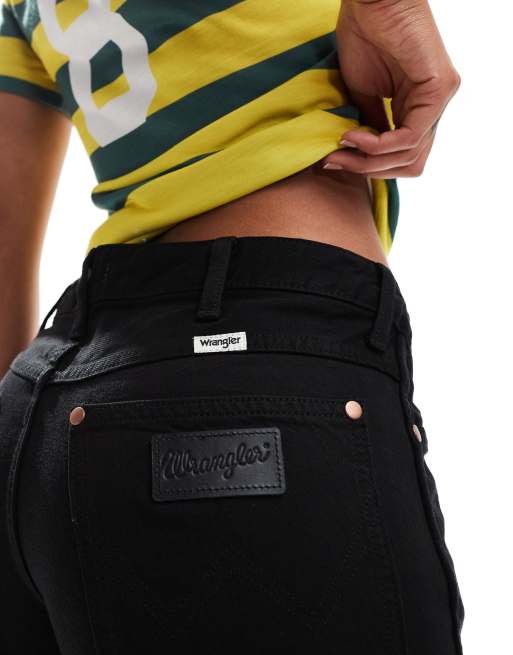 Wrangler - Sorte jeans med vide ben i let denim, 3 af 5