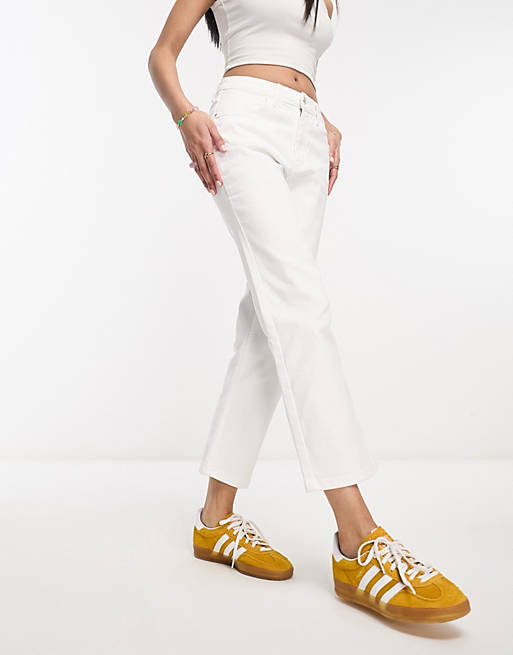 Wrangler straight leg cropped jeans in white | ASOS