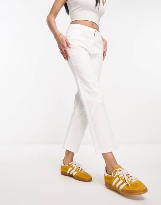 Wrangler straight leg cropped Icon jeans in white