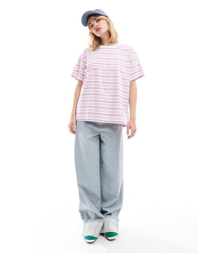 Wrangler - striped girlfriend tee in lilac