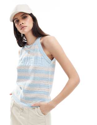 Wrangler Wrangler striped knitted racer vest in blue