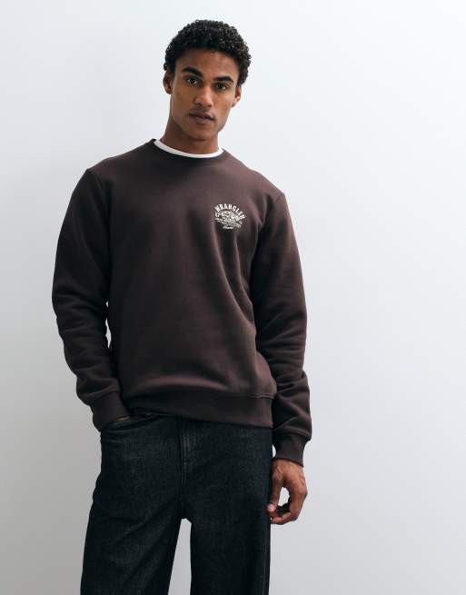 Wrangler sudadera con estampado gráfico marrón, 2 de 5