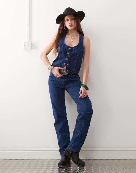 Wrangler – Sunset – Zestaw we wzór na całości: jeansy mom fit i krótki top - view 1