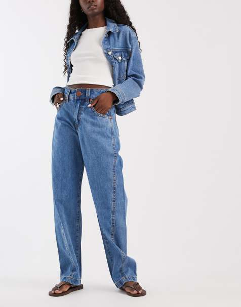 Wrangler super barrel jeans in mid blue denim - view 1