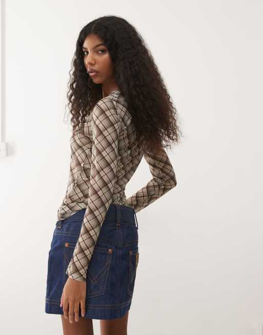 Wrangler - Super Capsule - Minigonna in denim blu navy, 3 di 5