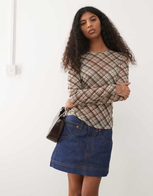 Wrangler - Super Capsule - Minigonna in denim blu navy, 5 di 5