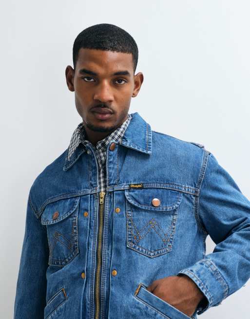Wrangler super denim jacket in dark blue, 3 of 5