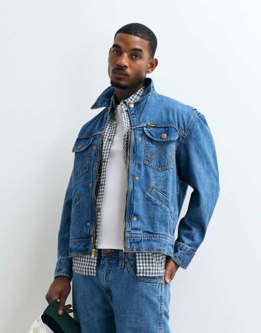 Wrangler super denim jacket in dark blue, 5 of 5
