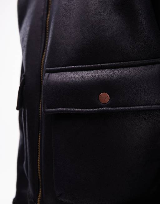 Wrangler – Svarta jacka i fårskinnsimitation med 2 fickor, 5 av 5