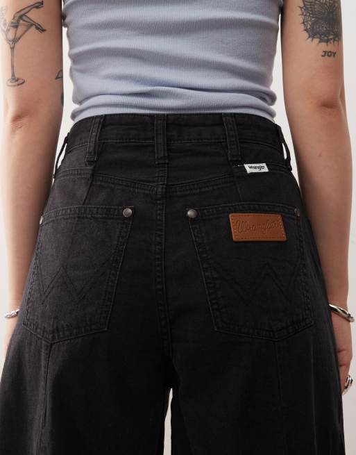 Wrangler – Svarta, lätta jeans med vida ben, cowboystil och sömmar framtill, 4 av 5