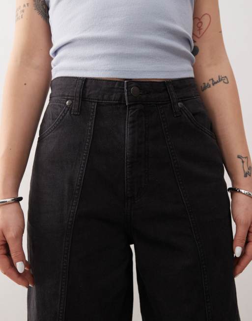 Wrangler – Svarta, lätta jeans med vida ben, cowboystil och sömmar framtill, 5 av 5