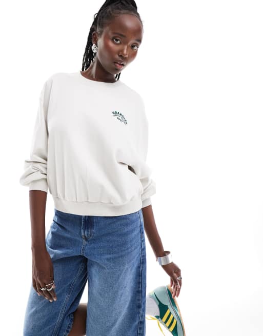 Wrangler - Sweat ample avec logo sur la poitrine - Crème