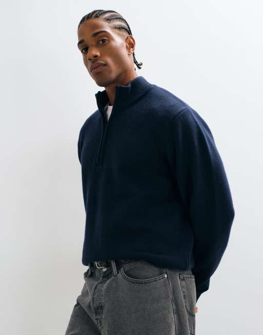 Wrangler Sweatshirt aus Wollmix mit Viertelreißverschluss in Blau, 5 von 5