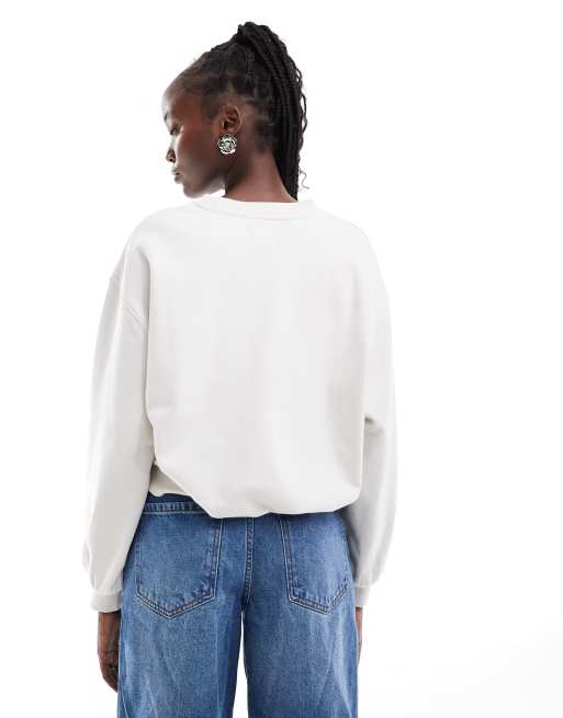 Wrangler – Sweatshirt in Cremeweiß mit lockerem Schnitt und Logo auf Brusthöhe, 4 von 4