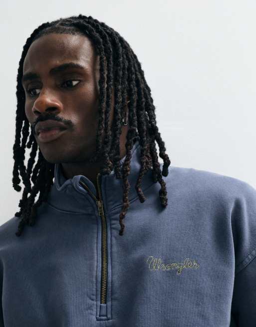 Wrangler sweatshirt med halv dragkedja i blått, 2 av 5