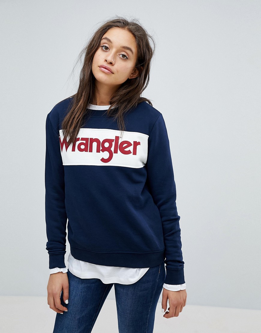 Wrangler - Sweatshirt met logo-Marineblauw