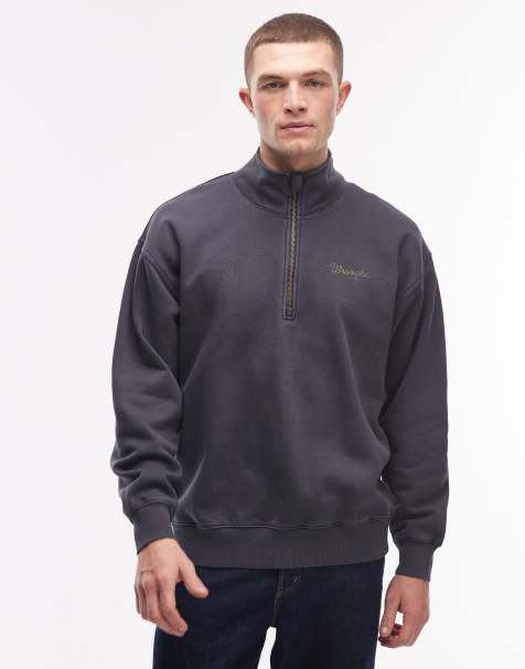 Wrangler sweatshirt met rits tot op de borst in faded black - view 1