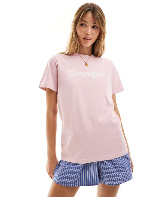 Wrangler - T-shirt avec logo devant - Rose