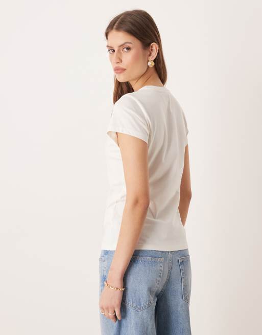 Wrangler - T-shirt bianco sporco con fascia, 2 di 4