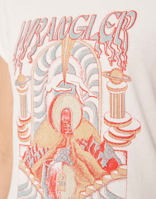 Wrangler - T-shirt bianco sporco con fascia, 3 di 4