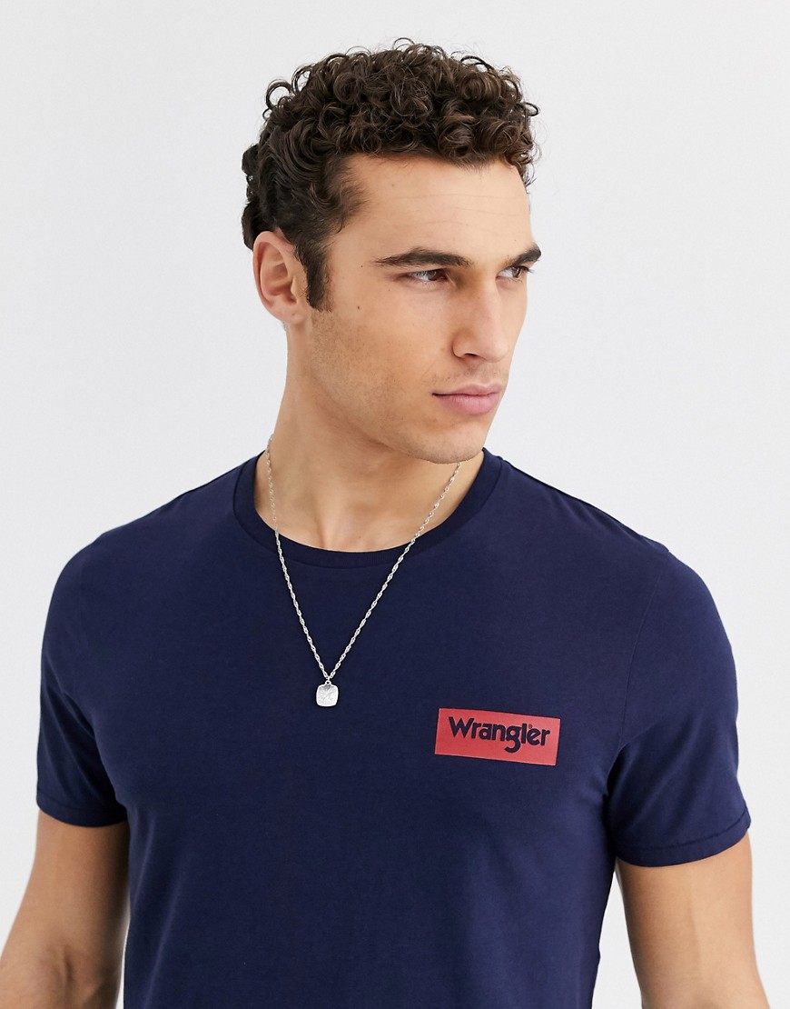 Wrangler - T-shirt blu navy con logo piccolo