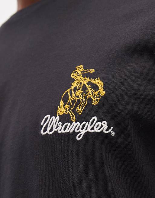 Wrangler – T-Shirt in Schwarz mit Stickerei, 5 von 5