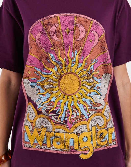 Wrangler T-shirt med grafisk print i lilla, 4 af 4