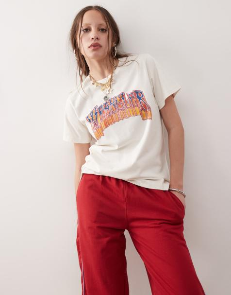 Wrangler - T-shirt met grafische logoprint in vintage wit - view 1