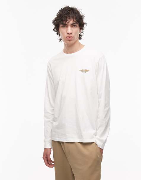 Wrangler - T-shirt met lange mouwen en motorcycle club-embleem op de borst in wit - view 1