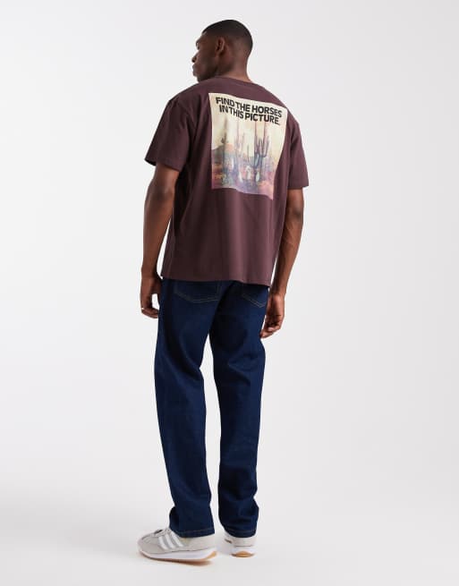 Wrangler - T-shirt met logo op de borst in vintage bruin, 2 van 5