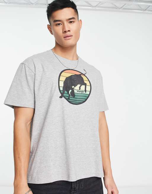 Wrangler - T-shirt met print in grijs