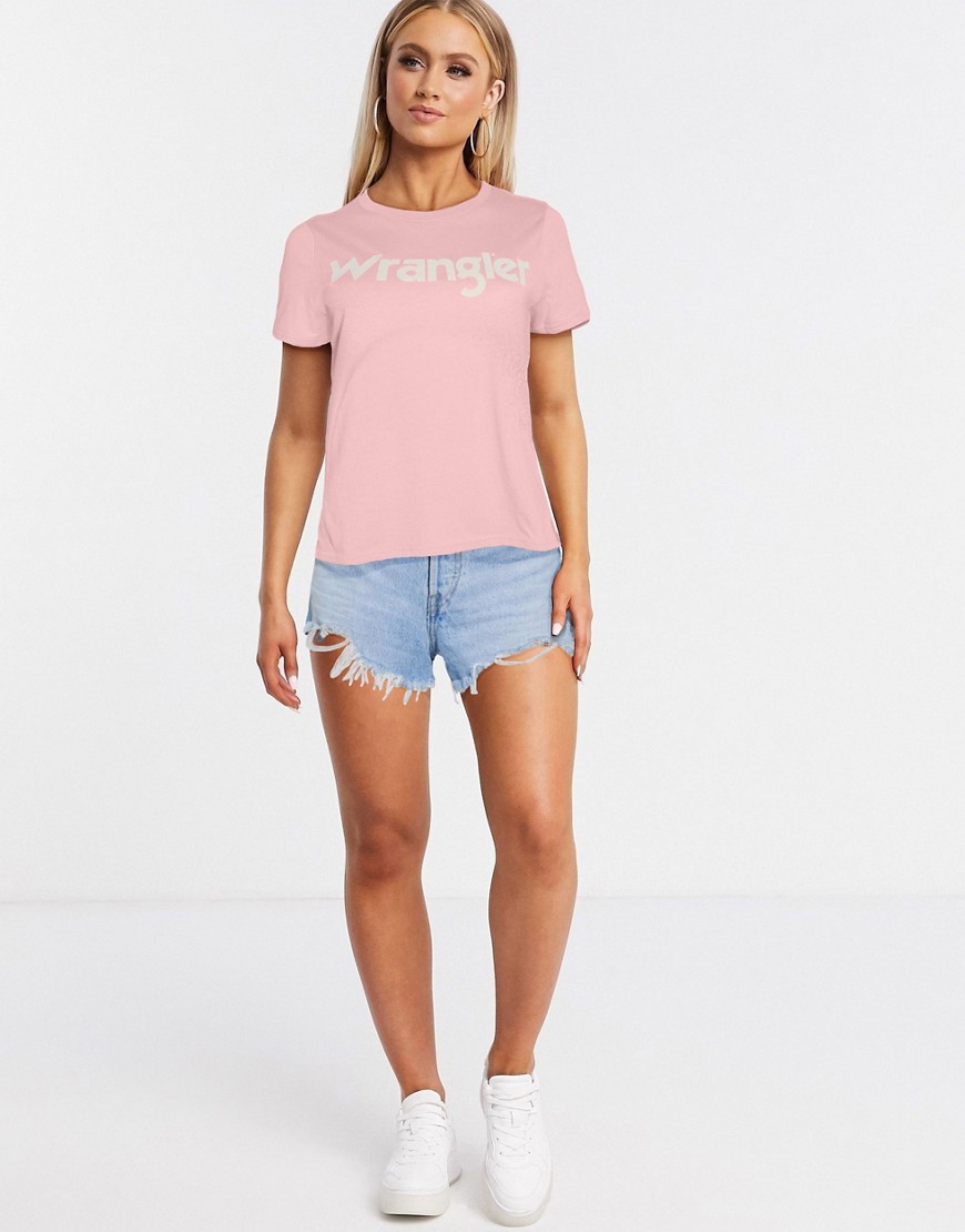 Wrangler - T-shirt met ronde hals in roze