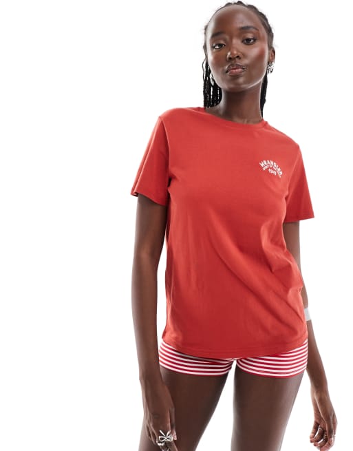 Wrangler - T-shirt rossa con logo sul petto