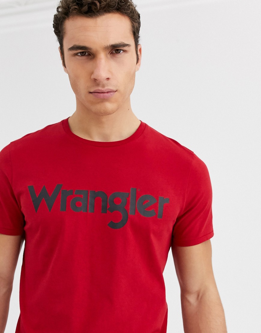 Wrangler - T-shirt rossa con logo-Rosso