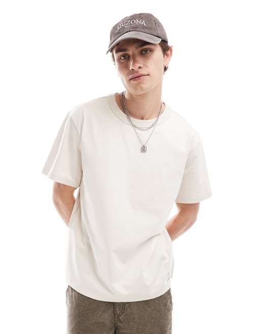 Wrangler - T-shirt taglio comodo color bianco sporco con etichetta del logo