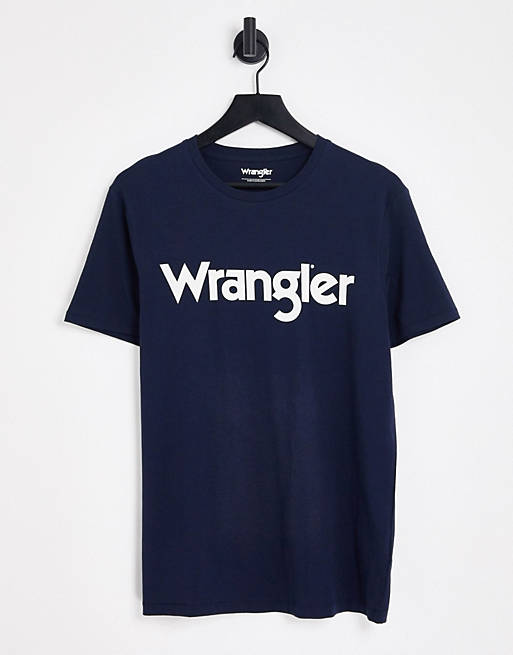 Wrangler t-shirt with logo in navy | ASOS