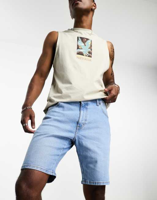 Wrangler Texas denim shorts in light blue