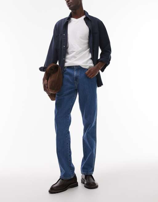 Wrangler – Texas – Mellanblå, raka jeans